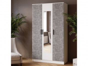 Шкаф комбинированный Ларс (1,2) с зеркалом белый/ателье светлое в Ужуре - uzhur.mebel54.com | фото