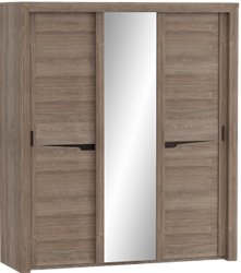 Шкаф трехдверный Соренто с раздвижными дверями Дуб стирлинг/Кофе структурный матовый в Ужуре - uzhur.mebel54.com | фото