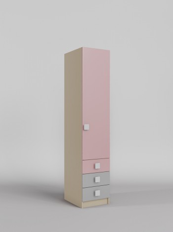 Шкаф угловой (секция с ящиками) Грэйси (Розовый/Серый/корпус Клен) в Ужуре - uzhur.mebel54.com | фото