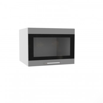 Шкаф верхний Ройс ГВПГСФ 600 (Белый софт/Серый/горизонт) в Ужуре - uzhur.mebel54.com | фото