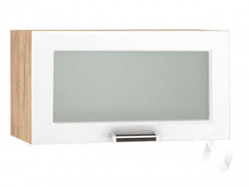 Шкаф верхний со стеклом Прага ШВГС 600 (Белое дерево/корпус дуб крафт золотой) в Ужуре - uzhur.mebel54.com | фото