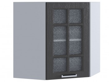 Шкаф верхний угловой со стеклом 590, ШВУС 590 (Клен серый/корпус белый) в Ужуре - uzhur.mebel54.com | фото