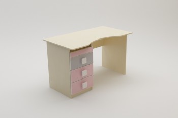 Стол (столешница с выемкой) Грэйси (Розовый/Серый/корпус Клен) в Ужуре - uzhur.mebel54.com | фото