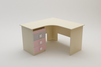 Стол угловой Грэйси (Розовый/Серый/корпус Клен) в Ужуре - uzhur.mebel54.com | фото