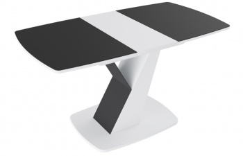 Стол обеденный «Гарда» Тип 1 (Белый/Стекло матовое черный графит) в Ужуре - uzhur.mebel54.com | фото