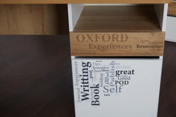 Стол с ящиками «Оксфорд» (Ривьера/Белый с рисунком) в Ужуре - uzhur.mebel54.com | фото