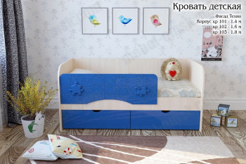 Техно Кровать детская 2 ящика 1.6 Синий глянец в Ужуре - uzhur.mebel54.com | фото